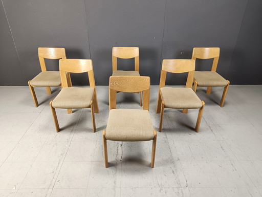 Vintage Brutalist Dining Chairs Set Of 6 - 1970S