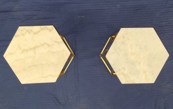 Set Tavolini in Marmo di Lusso (Oro/Esagonale) – Ottime Condizioni – Baxton studio, Marble, Metal (photo 11 of 13)