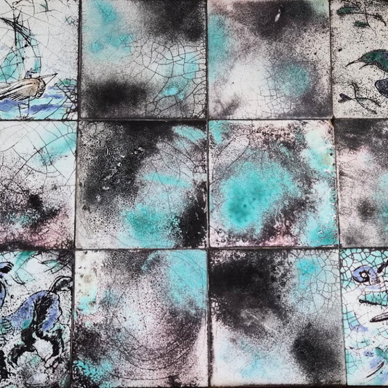 Image 1 of Vintage Scandinavian side table from 1940 by Frits Henningsen in teak and ceramic