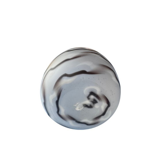 Image 1 of Heavy Art Deco vase in opal glass with etched wave motif - ca. 1930s