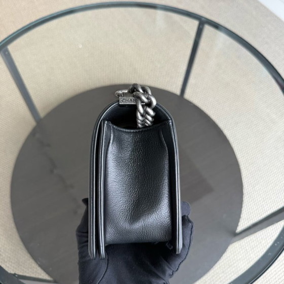 Image 1 of Chanel Boy Medium - 25CM Quilted Calfskin Black Ruthenium Silver Hardware