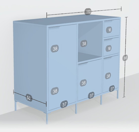 Image 1 of Aparador Tylko en azul cielo con puertas y cajones