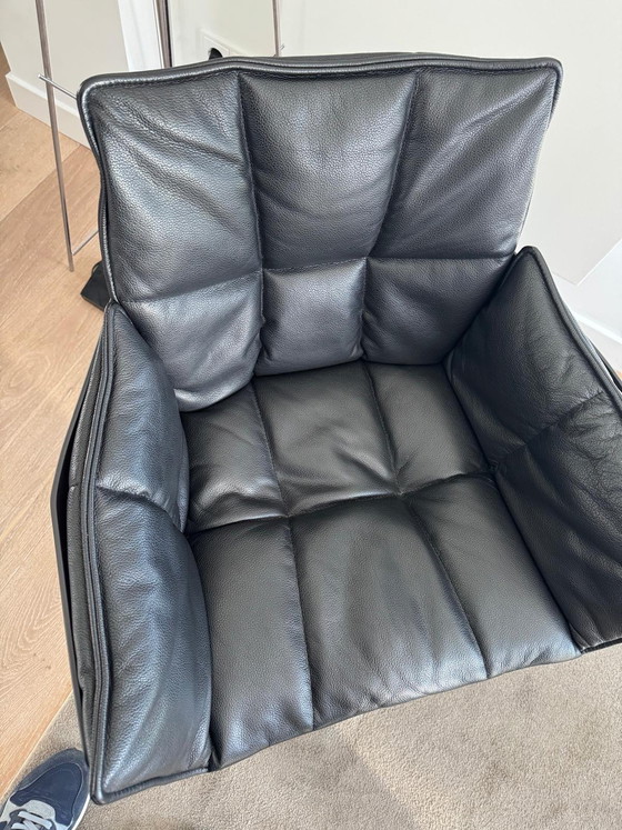 Image 1 of Chaises de salle à manger Husk B&B Italia en cuir noir