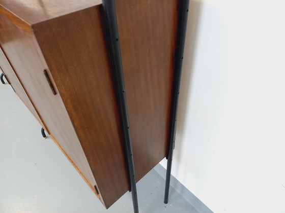 Image 1 of Libreria doppia componibile vintage italiana in legno e metallo degli anni '60