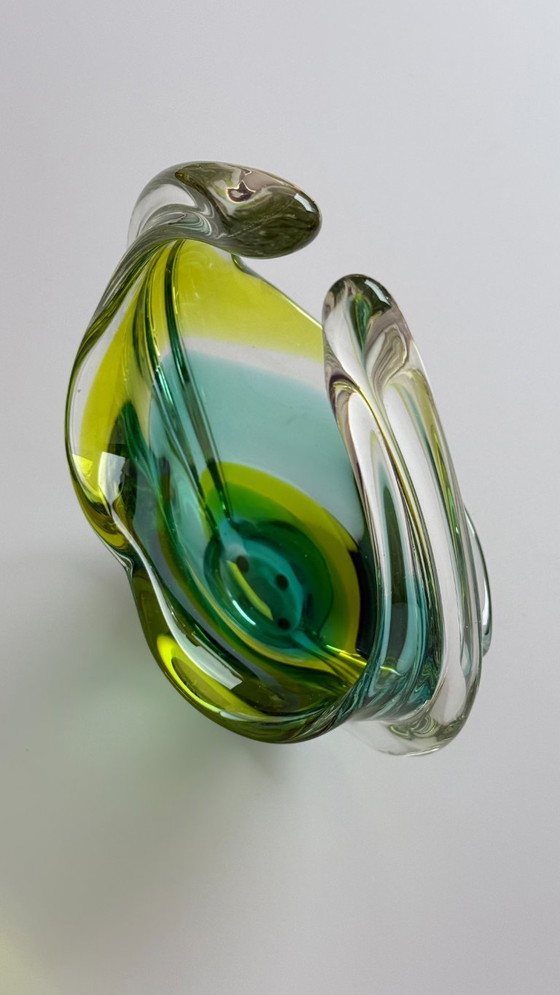 Image 1 of Vintage Murano Style Art Glass Basket / Centrepiece Bowl