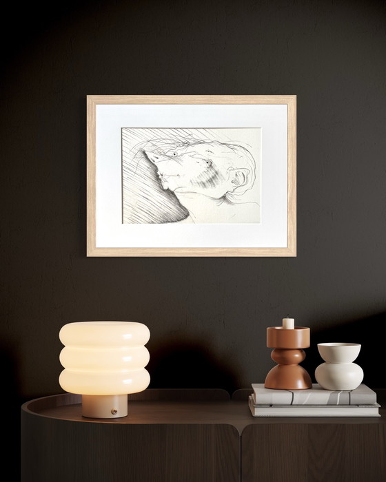 Image 1 of Robert Detheux - Magnifique portrait surréaliste - Vendu encadré 