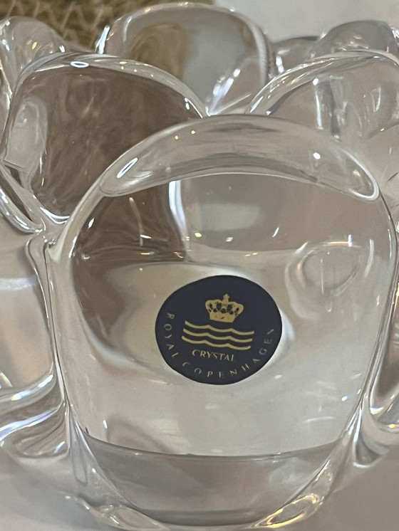 Image 1 of ROYAL COPENHAGEN CRYSTAL Tealight Holder “Lotus” Scandinavian Danish Design