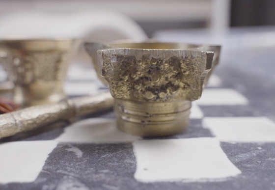 Image 1 of Messing vijzel en stamper set 2 vintage kleine kruidenmolen keuken decoratie apotheek verzamelobject metaal