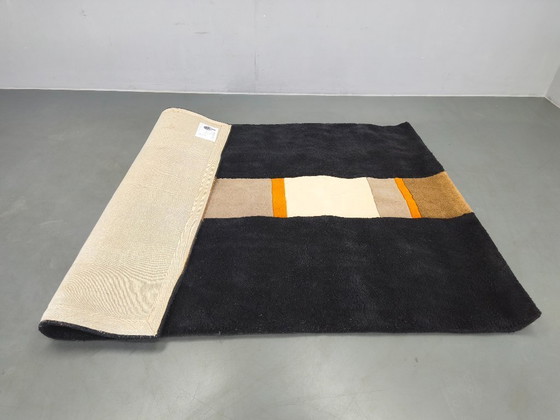 Image 1 of Alfombra danesa de lana tejida a mano por C. Olesen, Diseño Gráfico, década de 1990.