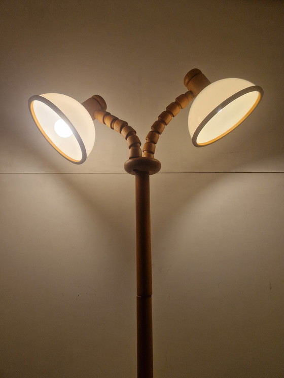 Image 1 of Vintage Pine Wooden Mushroom Floorlamp