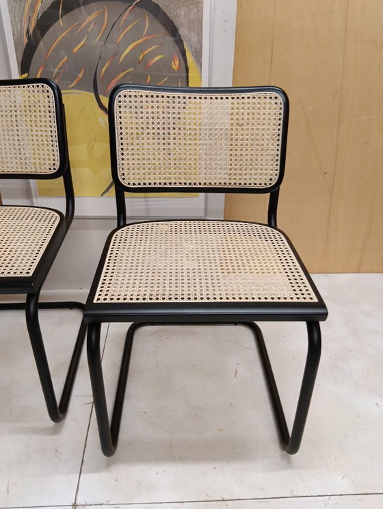 Image 1 of ALIVARMVSEVM 104. SET of 2 CESCA B32 Chairs (NEW) in Black Frame Limited Edition 