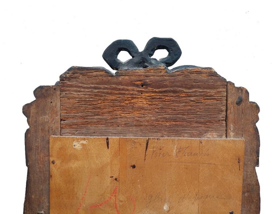 Image 1 of Spiegel uit de Lodewijk XVI-periode, vervaardigd uit gesneden en verguld hout – 18e eeuw