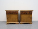 Vintage Nightstands / Teak Birch / Drawer Door / Glass Plate