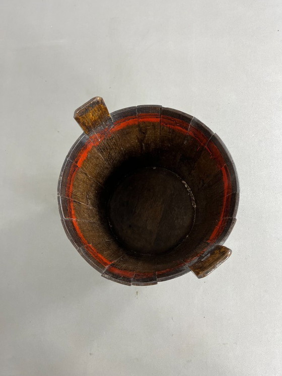 Image 1 of Antique, rustic wooden barrel with lid, Sweden, 1920s.