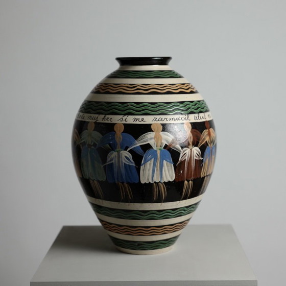 Vase en céramique peint à la main „Karička“ de Michal Parikrupa-Šipár, Pozdišovce, Tchécoslovaquie, 1970 (photo 4 of 10)
