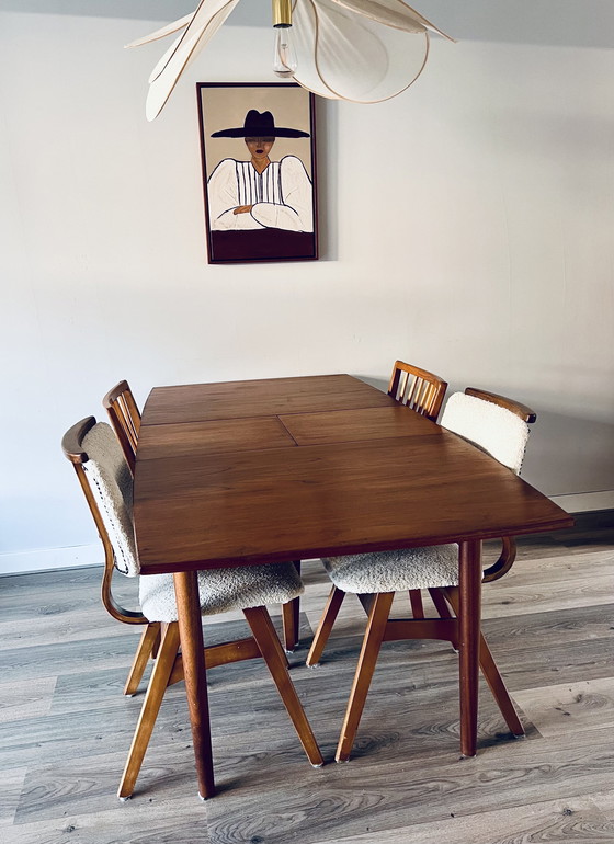 Image 1 of Table de salle à manger style années 50 avec 4 chaises