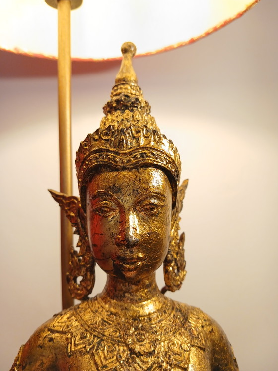 Seltene Große Thai Bronze Lampen 19. Jh. Gestempelt Chiang Mai Seide Thai Brokat – Thaïlande 19 eme (photo 5 of 15)