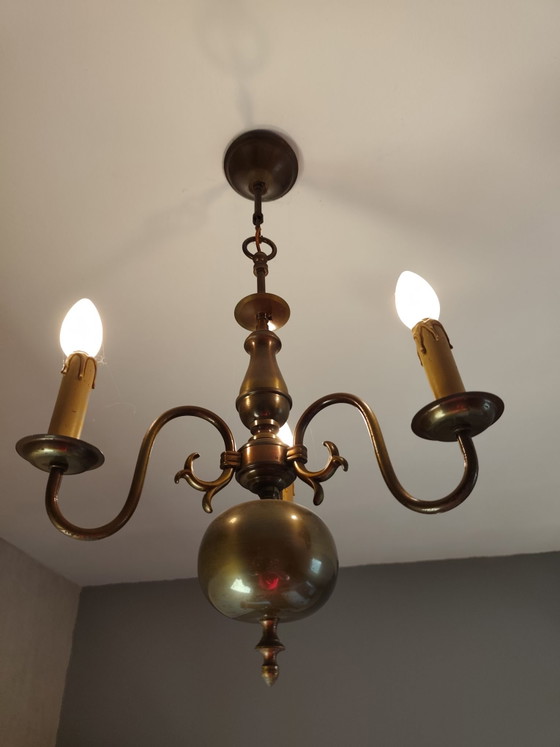 Vintage 3-arm Chandelier – Plastic, Brass (photo 5 of 8)