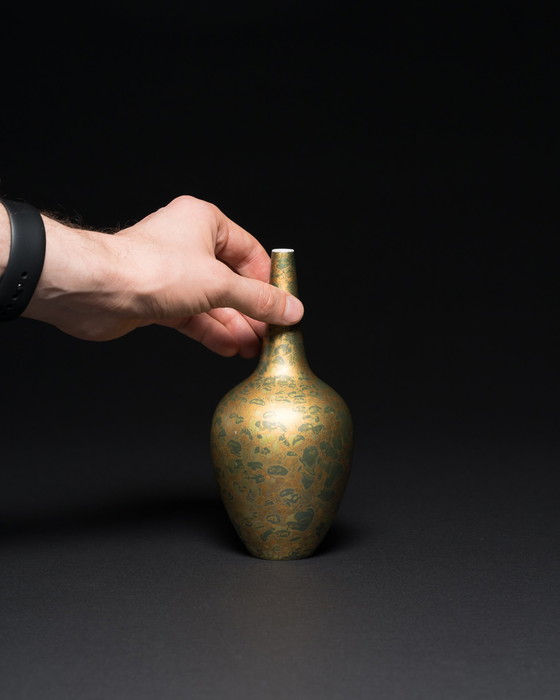 Image 1 of Vase en porcelaine peint à la main Hans Wohlrab Rosenthal H. Drexler Duo Goldfeuer