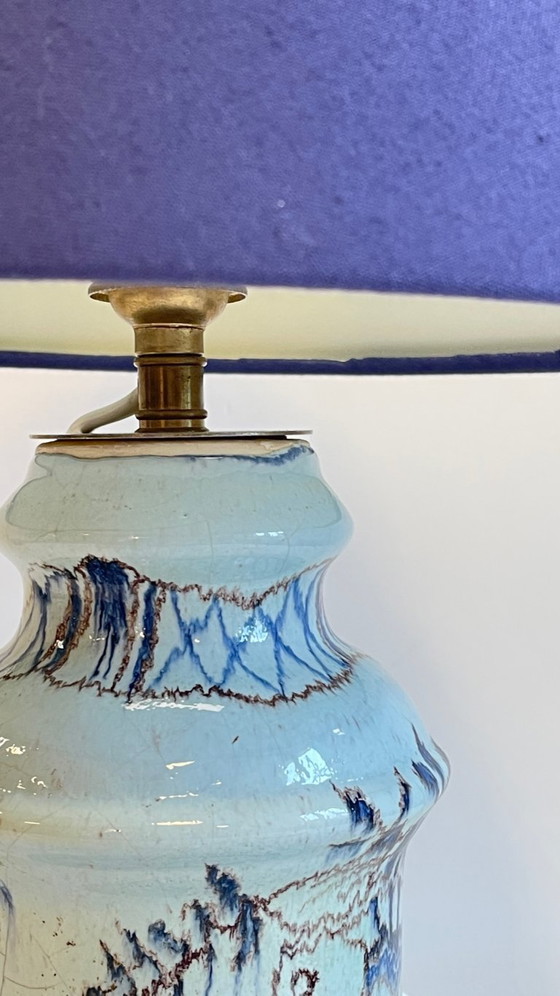 Image 1 of Lampada vintage in ceramica blu chic