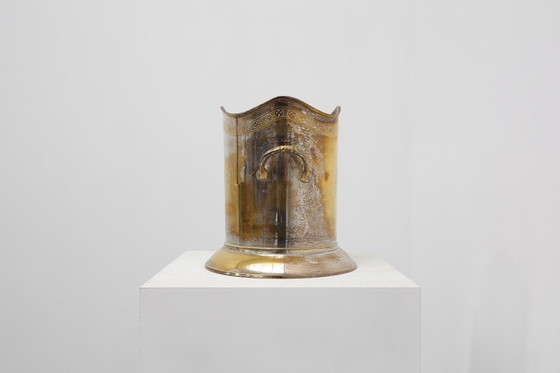 Image 1 of Antico secchiello per champagne in rame argentato, Francia, circa 1900