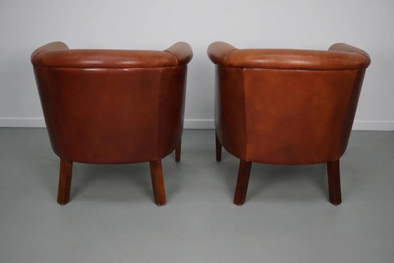 Image 1 of Poltrone club olandesi vintage in pelle color cognac, set da 2
