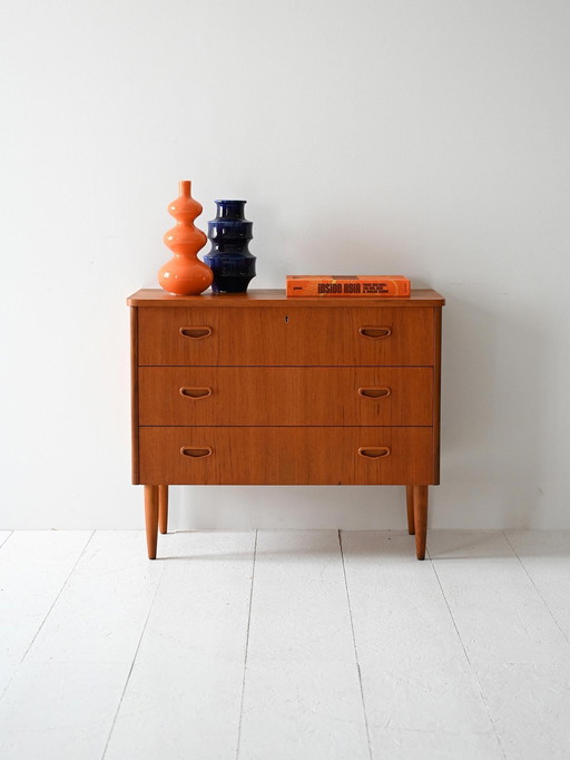 1950s/60s Scandinavian Vintage Teak Three-Drawer Chest