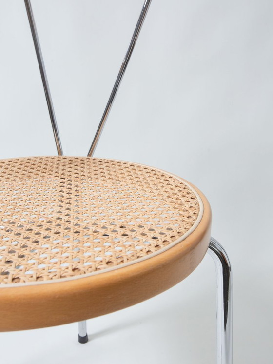 Image 1 of Stoelen met rotan zitting en chroom