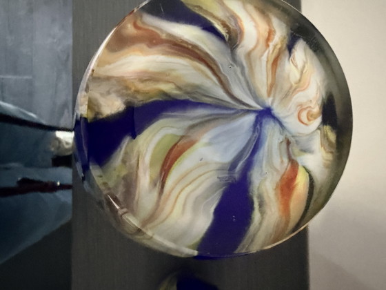 Beautiful Set of XL Hand-Blown Glass Designer Vases (40cm & 30cm) – Murano / Loranto Style (photo 5 of 5)
