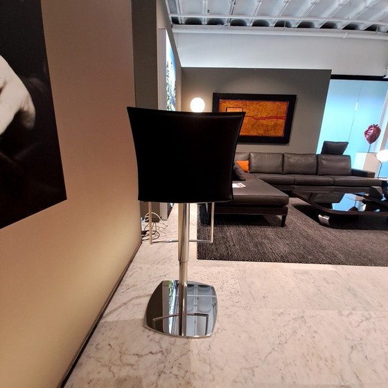 Image 1 of Sgabello da bar Draenert Nobile in pelle nera regolabile