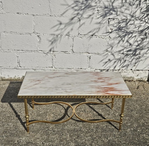  French vintage Marble Coffee Table-Cocktail Table-Lounge Table-Hollywood Regency Style-70s