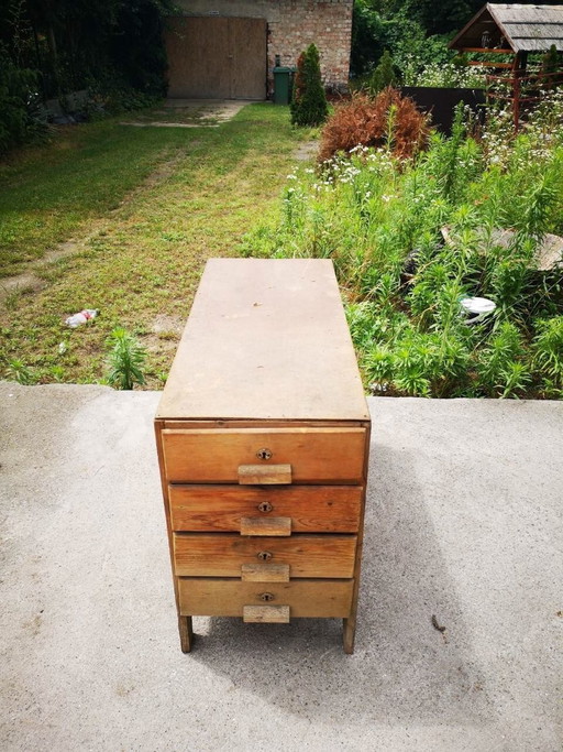 Commode Industrielle en Bois Mid-Century, Années 1960