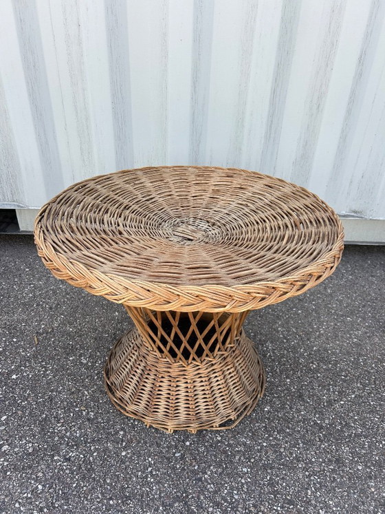 Image 1 of Wicker lounge set, 3 armchairs and a table, 1970s