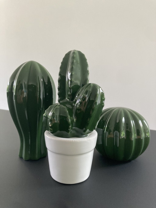 Set of three cacti, ceramic