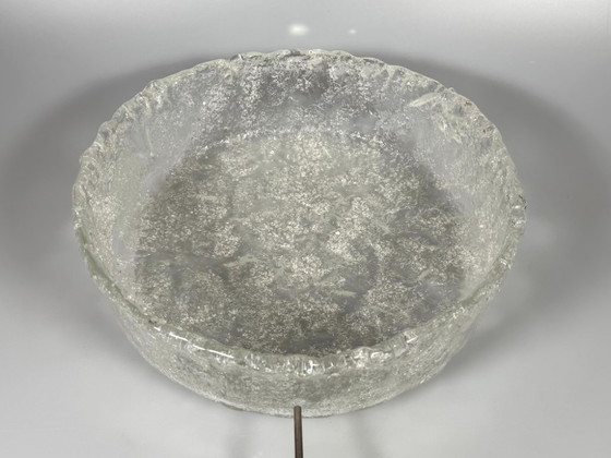 Image 1 of 1960s/70s Lamp, Light, Ceiling Light, Flush Mount Ice Glass, Hillebrand 60s