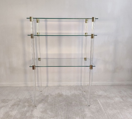 Image 1 of Charles Hollis Jones – Tables d’appoint & étagère modulable design verre et laiton 