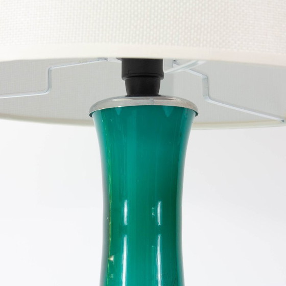 Image 1 of Vintage 1960s Portuguese Turquoise Opaline Glass Table Lamp