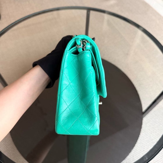 Image 1 of Chanel Classic Flap Medium - 25CM Quilted Lambskin Light Green Silver Hardware Series 16