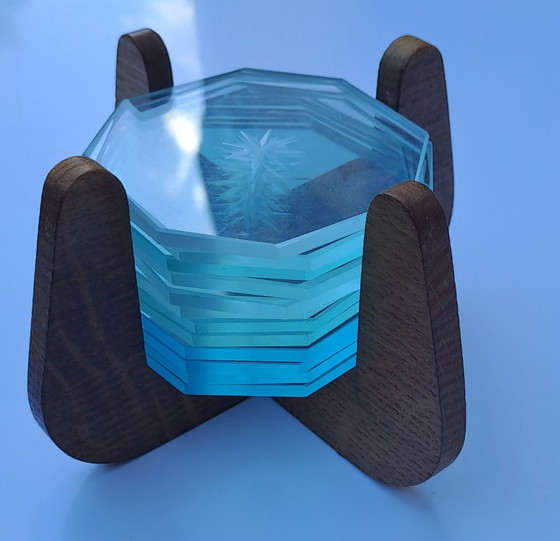Image 1 of 12 x vintage glass coasters from the 1950s