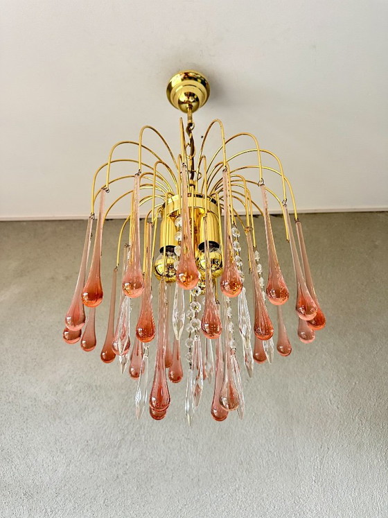 Lustre Vintage Rose Goutte d'eau – Glass, Metal (photo 5 of 9)