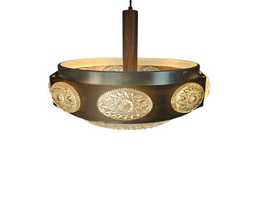 Image 1 of Lakro Amstelveen - hanglamp - Ufo lamp - houtfineer - aluminium - 60's