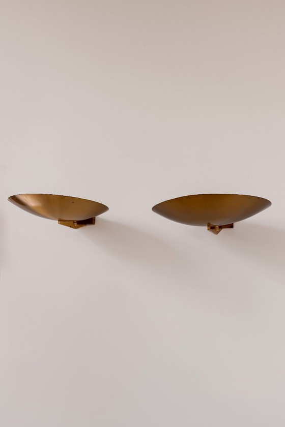 Pair of vintage brass Wall lights, France 1970., Gold (photo 3 of 7)
