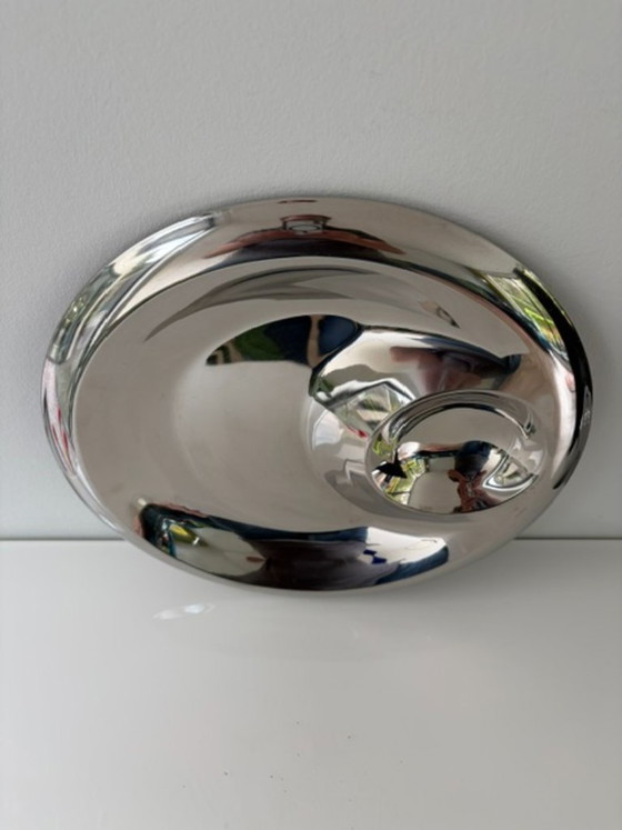 Sculpturale Hoogglans RVS Schaal – Space Age Design – Schalen (photo 9 of 13)
