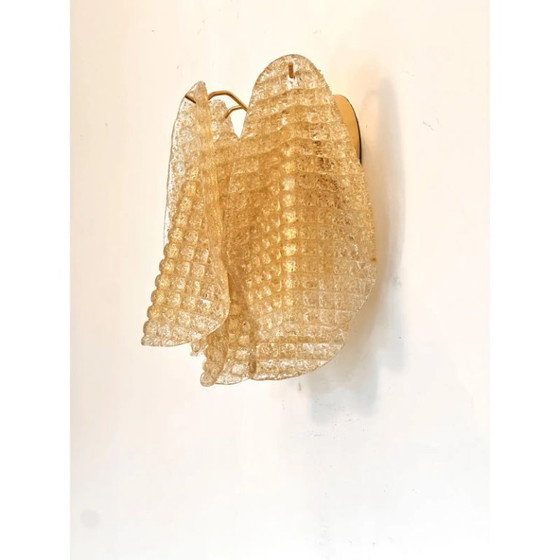 Image 1 of Sculptural Gold “Granigli” “Rondini” Murano Glass Wall Lamps in Modern Style