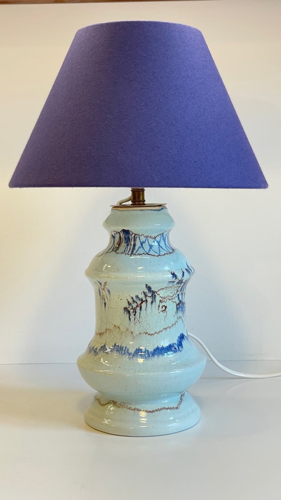 Image 1 of Lampada vintage in ceramica blu chic