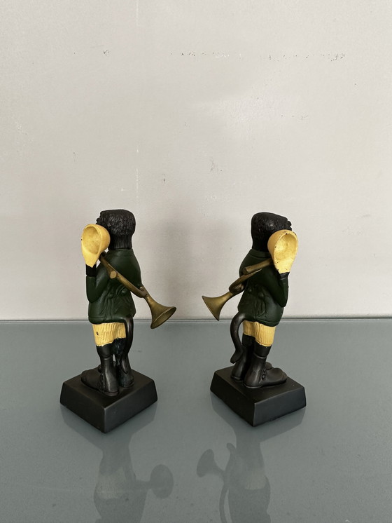 Image 1 of Französische Liebhaber-Statuen aus grüner Bronze