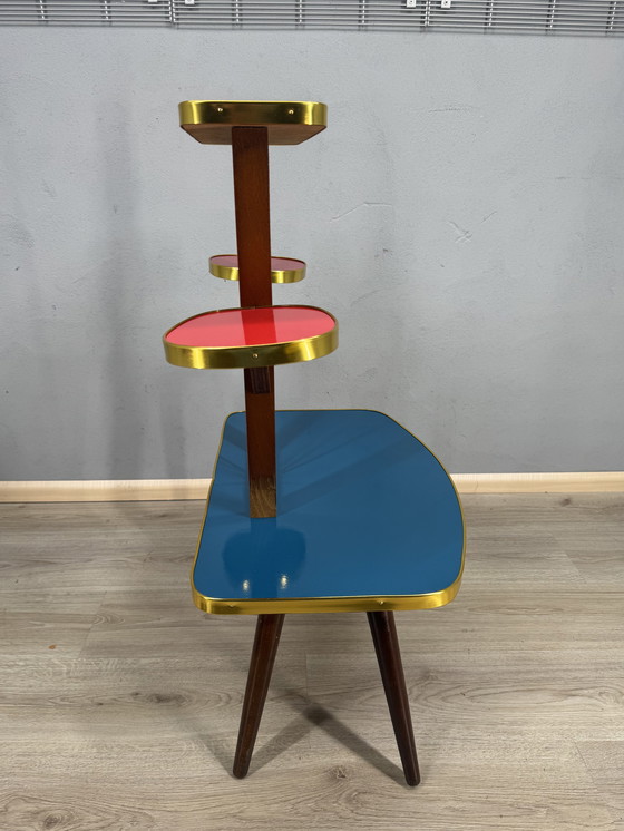 Image 1 of Vintage Formica Mid-Century Plantentafel met Space Age vibes