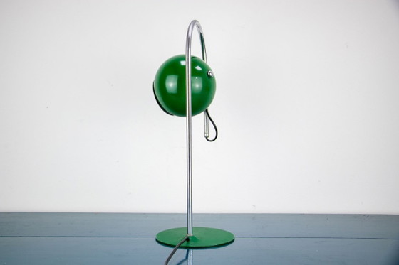 Lampada da scrivania eyeball verde, Space Age, anni '70, Lampade da scrivania, Metallo, Cromo (foto 3 di 5)