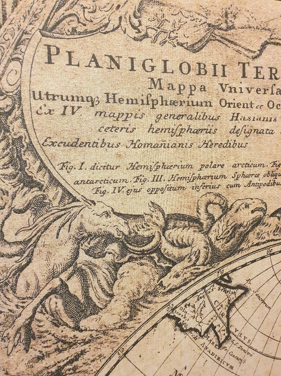 Image 1 of Vierdelig kamerscherm – Historische wereldkaart uit 1746 (erfgenamen van Homann)