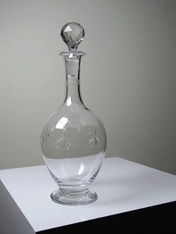 Antique crystal decanter from Nancy, engraved, circa . – Glass & Decanter, Glass (photo 4 of 14)